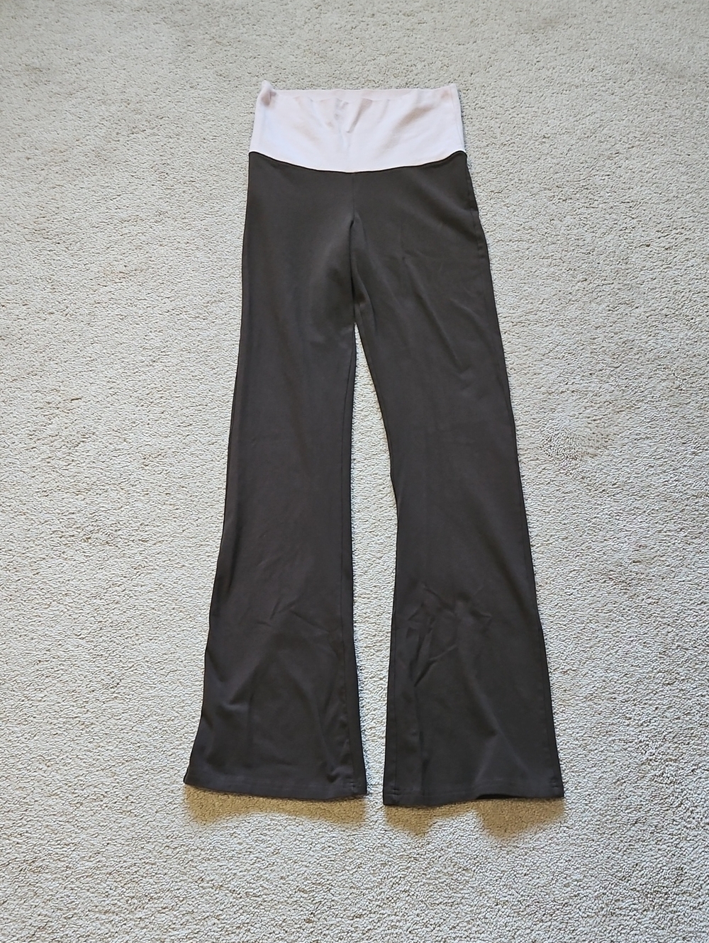John Galt Brown Flare Pants with Pink Waistband